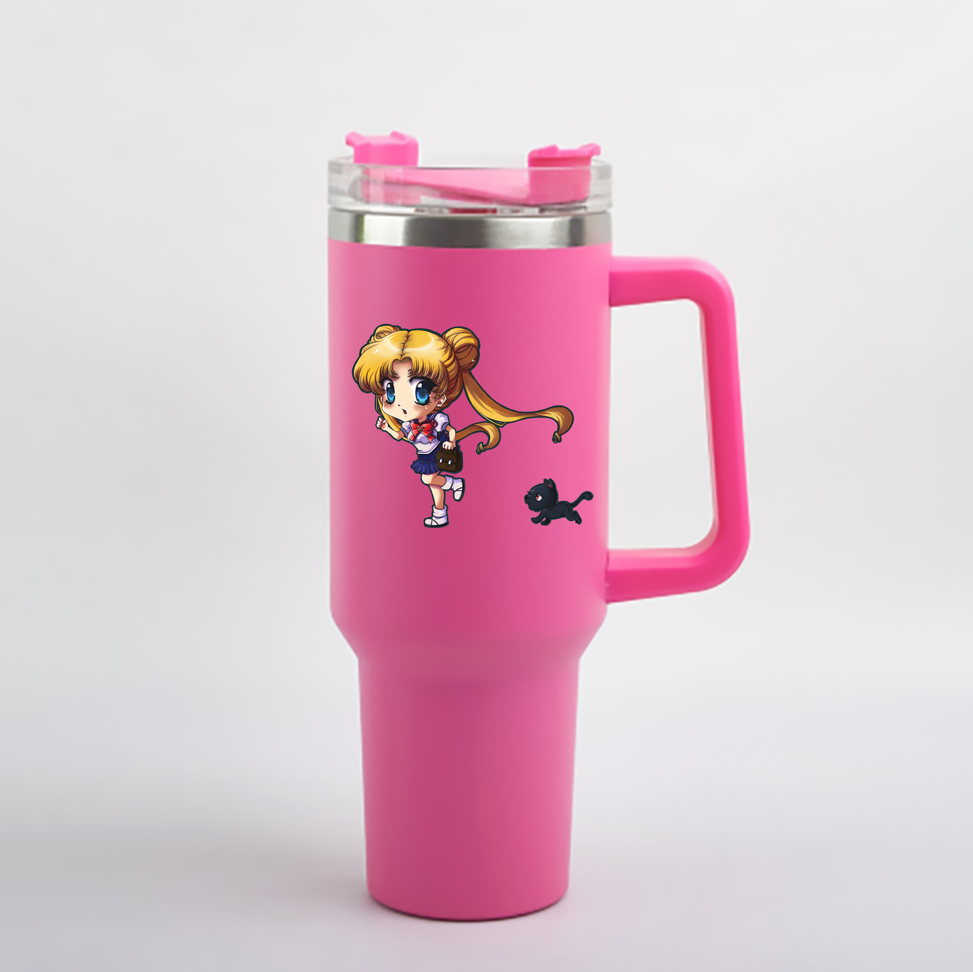 （画像用） 美少女戦士セーラームーン 愛野 美奈子 あいの みなこ Sailor Moon Aino Minako 1200mL車用タンブラー - クリスタルステッカー（プラスチックストロー付き）